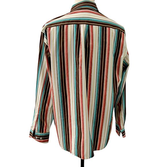 Tommy Bahama Cabana Lanes Brew Stripe Silk Blend L/S Button Down Shirt LARGE - Picture 3 of 8